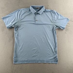Peter Millar Polo Shirt Mens Large Blue Solid Performance Golf Stretch Tech